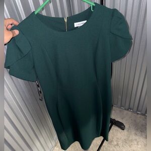 Calvin Klein Forest Green Dress with Gold Zipper